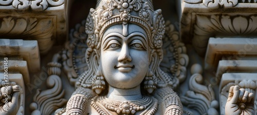 Lord Vishnu statue. Hindu religion concept. Generative AI technology.   © Hero Design