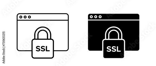 Ssl encryption icon vector set. Secure ssl with browser symbol