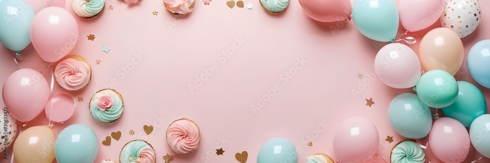 frame of colorful balloons, text space frame of colorful balloons, text space