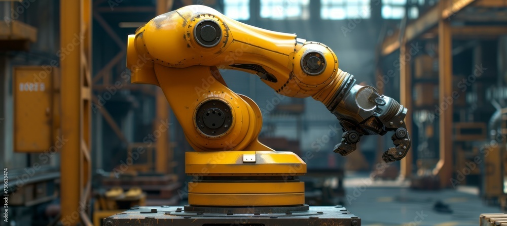 Robotic arm machine industry. Generative AI technology.