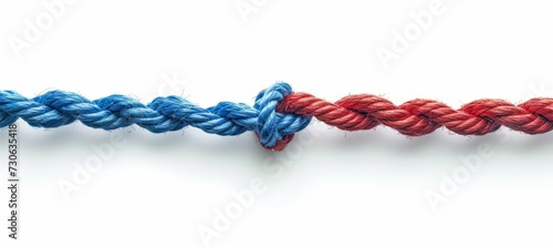 Rope knot. Blue versus red. Generative AI technology.