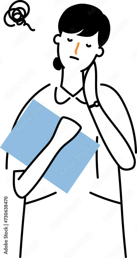 悩むナース服の女性