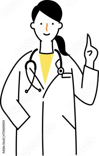 指を立てて説明する女性医師