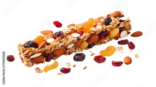 Nutritious Granola Bar with Almonds, Hazelnuts, and Berries for a Healthy Breakfast or Snack - Organic Cereal Snack for a Tasty, Homemade Meal Bursting with Natural Energy and Fiber