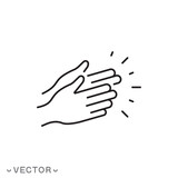 Clapping hands icon, clap icon, Applause applause, Hand gesture celebration, slam viewer icon, Cheerful slap sign, Celebration expression, Clapping hands symbol in outline style, eps 10 vector