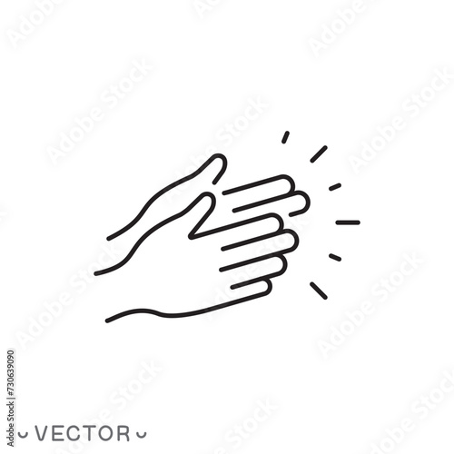 Clapping hands icon, clap icon, Applause applause, Hand gesture celebration, slam viewer icon, Cheerful slap sign, Celebration expression, Clapping hands symbol in outline style, eps 10 vector