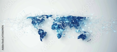 Fototapeta Naklejka Na Ścianę i Meble -  World map global network. Technology wireless internet connection concept. Generative AI technology.