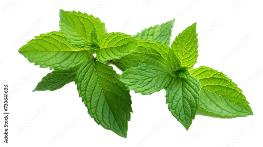 Fresh mint leaves isolated on transparent background, Generative ai. Fresh mint leaves isolated on transparent background, Generative ai.
