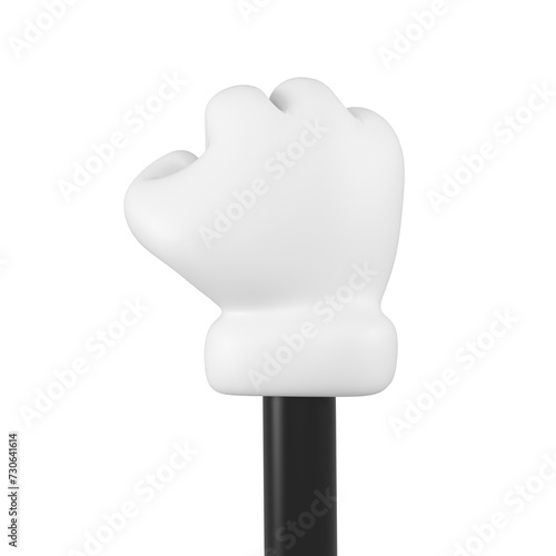 White and black emoji hand fist gesture isolated. Strength or power symbol , icon and sign concept. 3d rendering.