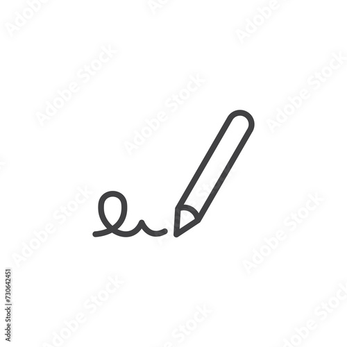 Signing writing line icon