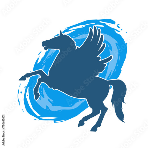 Sillhouette of a mythical horse animal with wings. Silhouette of a fantasy horse with wings.