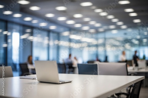 Blurred image of business people in the lobby of a modern office building © Viewvie