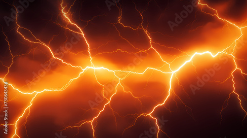 Lightning on the sky, gloomy ominous thunder and lightning background