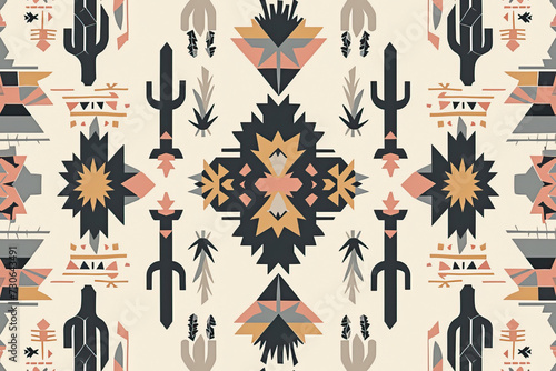 navajo tribal ethnic seamless pattern background. Native american textile background photo