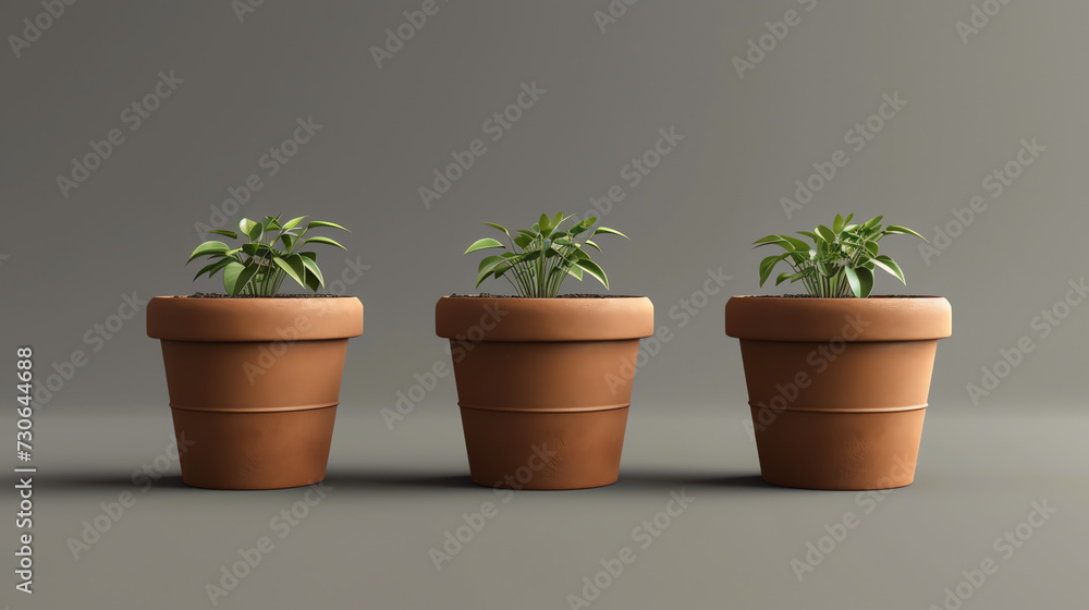 Set of Pot in Realistic Style