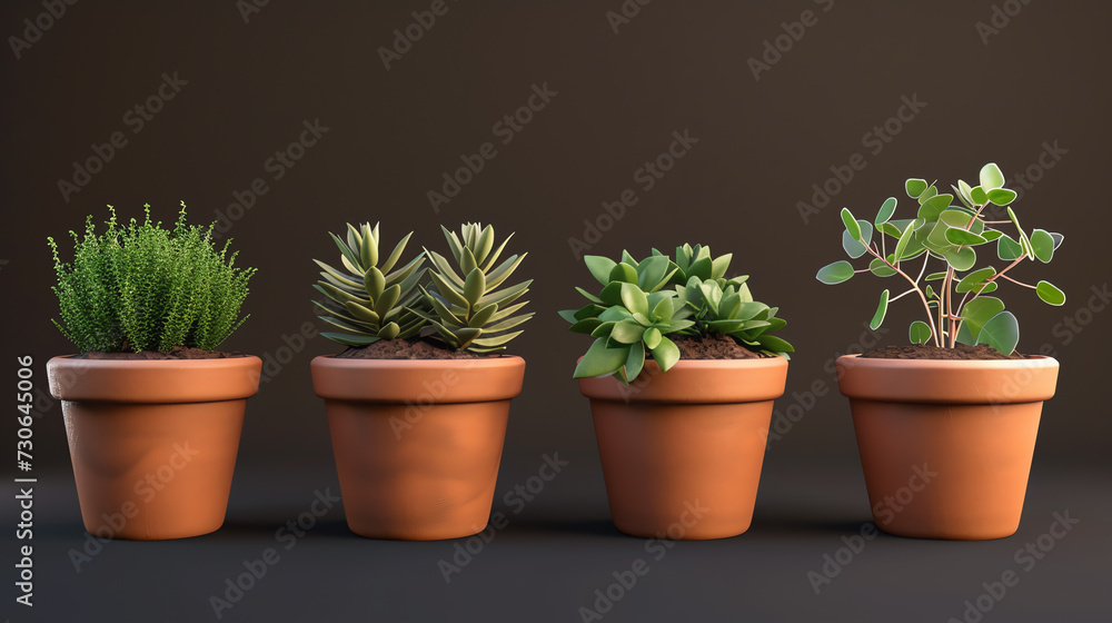Set of Pot in Realistic Style Set of Pot in Realistic Style