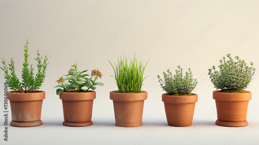 Set of Pot in Realistic Style Set of Pot in Realistic Style