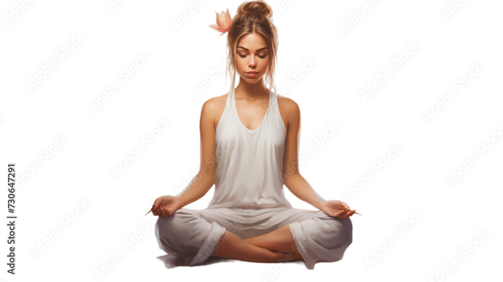 Yoga with lotus pose isolated on transparent background, Generative ai. Yoga with lotus pose isolated on transparent background, Generative ai.