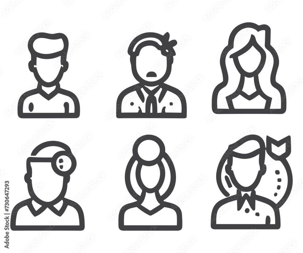 Avatars related, pixel perfect, editable stroke, up scalable square line vector icon set. Avatars related, pixel perfect, editable stroke, up scalable square line vector icon set.