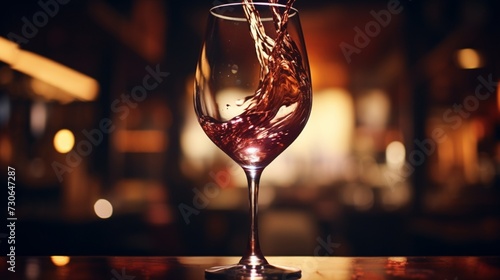 glass of red wine in the night