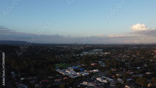 Sunset over suburban neighbourhood