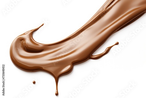 Chocolate splash in a glass on a white background.