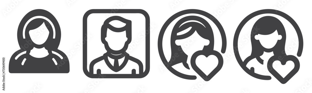 Avatar profile icon set including male and female. Avatar profile icon set including male and female.