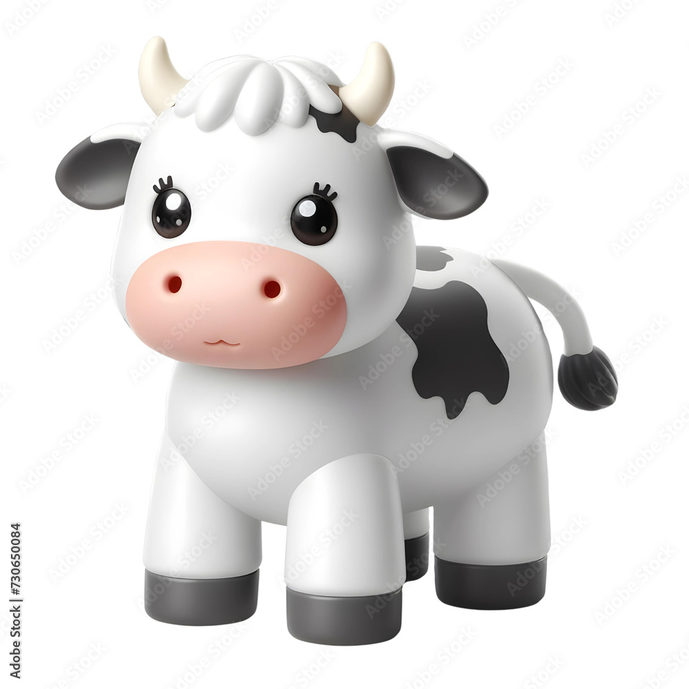 Obraz premium Plastic toy figure Cow isolated on transparent background