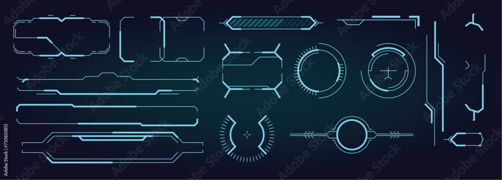 Sci fi ui. Hud web futuristic elements modern space game signs callouts ...