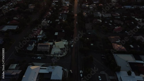 Sunset over suburban neighbourhood