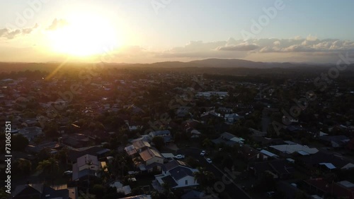 Sunset over suburban neighbourhood