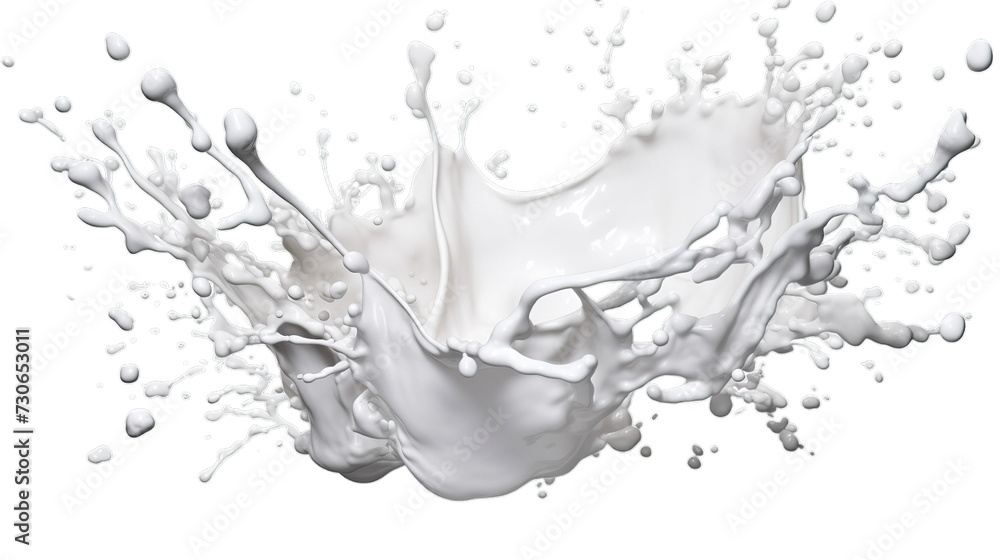 White milk splash isolated on transparent background, Generative ai