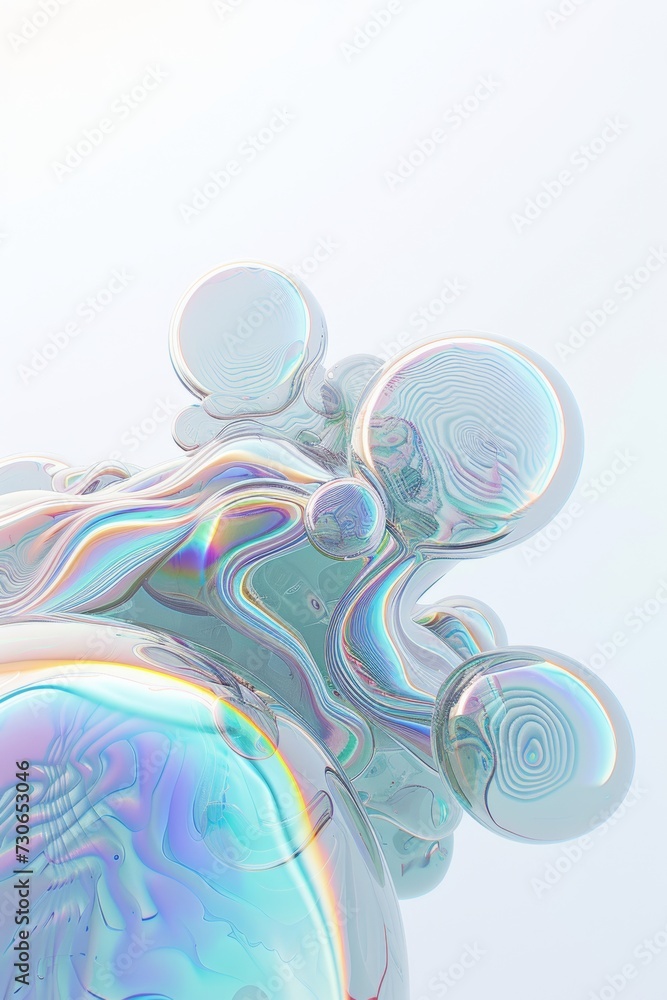 Fototapeta premium Artistic digital rendering featuring an iridescent sculptural formation resembling interconnected bubbles