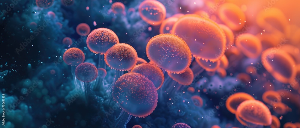 Biotechnology illumination explores fungus-like organisms or cells emitting light, a bio-luminescent marvel, Ai Generated. Biotechnology illumination explores fungus-like organisms or cells emitting light, a bio-luminescent marvel, Ai Generated.