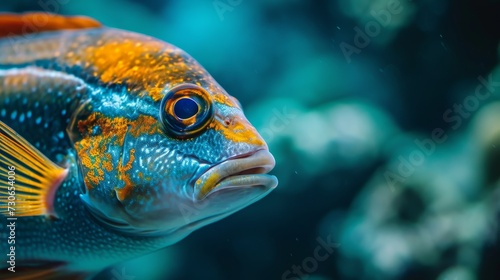 Beautiful colorful fish close-up in the sea, showcasing nature's vibrant palette, Ai Generated.