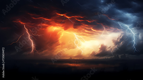 Lightning storm over natural landscape