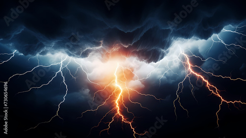 Lightning on the sky  gloomy ominous thunder and lightning background