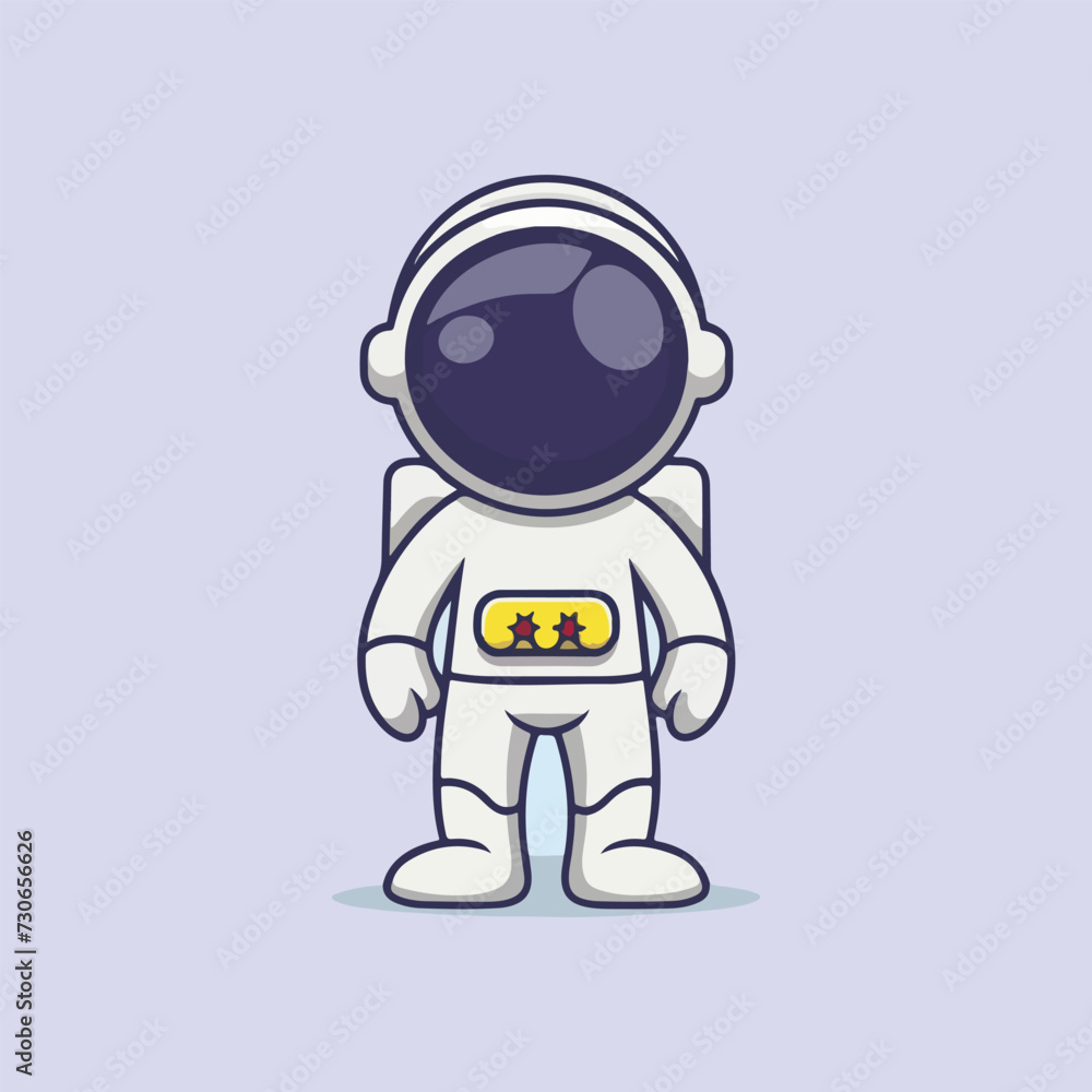 creative Vector cute astronaut standing cartoon vector  icon illustration 