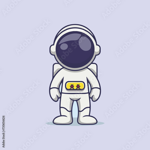 creative Vector cute astronaut standing cartoon vector  icon illustration 