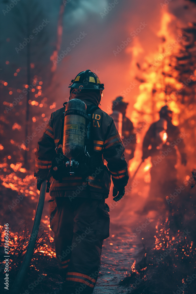 Firefighters went to extinguish a forest fire. Firefighters went to extinguish a forest fire.