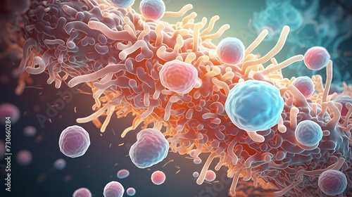 Macroscopic observation of organisms bacteria and cells and viruses under laboratory microscope