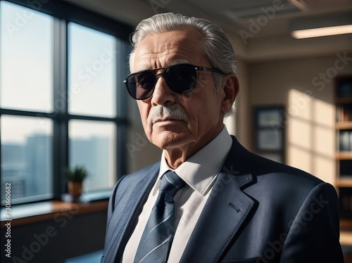a professional senior businessman in suit wearing sunglasses. successful company boss © ZulHaq