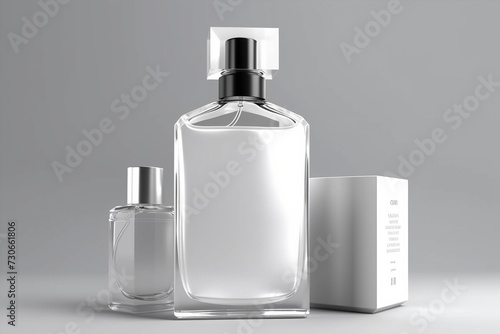Elegance in Simplicity: Crystal Clear Perfume Bottles Against a Soft Grey Backdrop