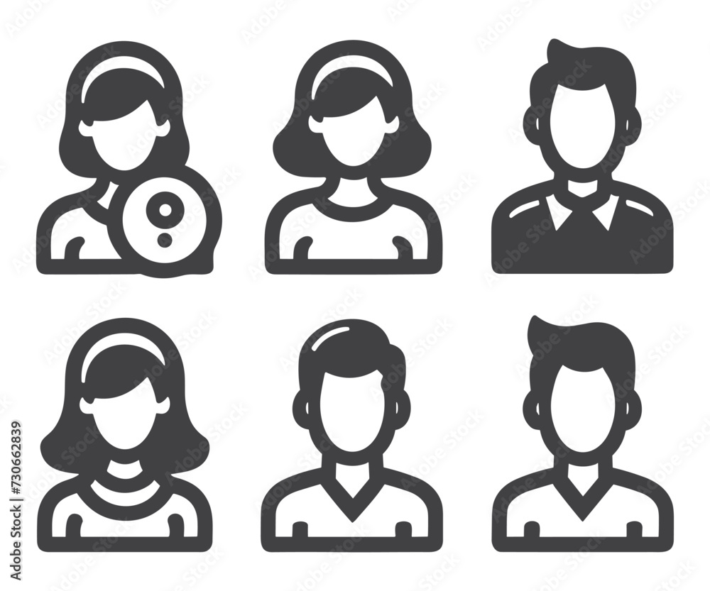 User icon vector set. Profile and people silhouette collection. people icon set. person icon vector User icon vector set. Profile and people silhouette collection. people icon set. person icon vector