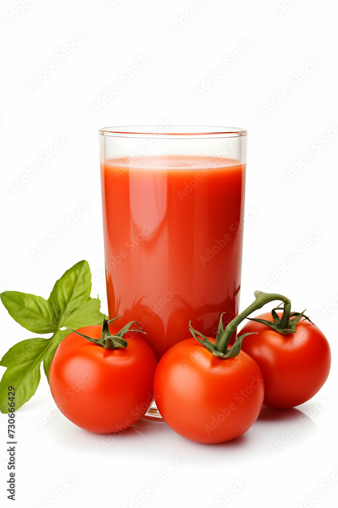 Glass of tomato juice and tomatoes and red chilli papper isolated on white background Glass of tomato juice and tomatoes and red chilli papper isolated on white background