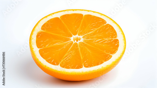 Closeup of half orange on a white background isolated