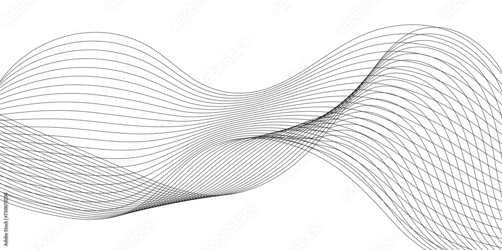 Technology and business wave lines on transparent background. Vector curve wave line seamless pattern. Abstract gray curved line for banner design and frequency sound wave line. 