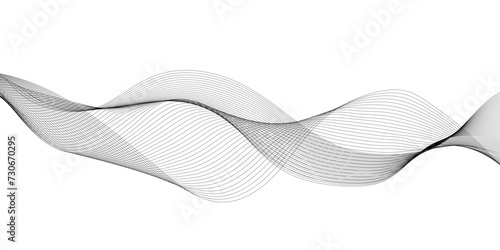 Grey wave business curve lines on transparent background. Abstract wavy ocean line and technology, business, voice, sound, music, poster, banner background.