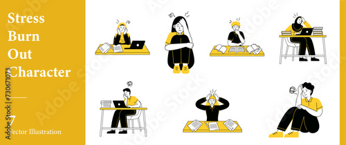 Stress Burn Out Character Illustration