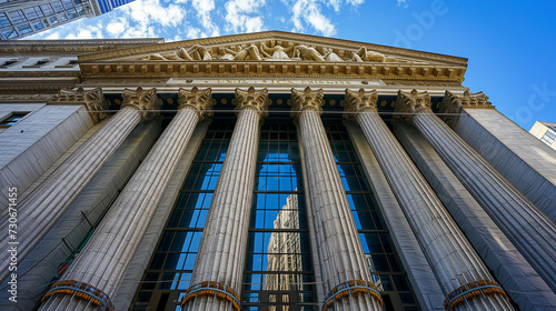 Low angle view of the Stock Exchange building exterior. © Jammy Jean